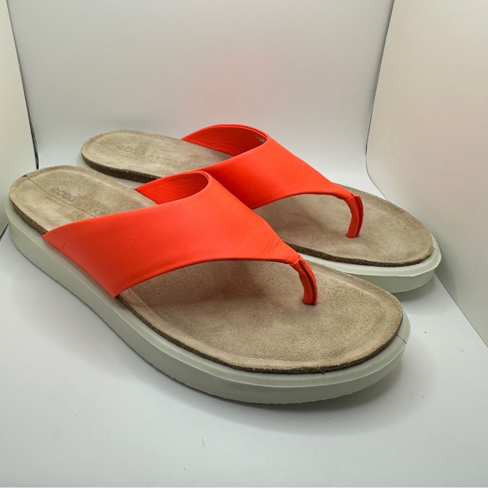 Ecco Corksphere Thong Sandals Bright Coral Women US Size‎ 9-9.5 EU 40